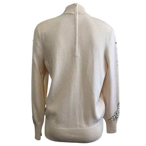 Vintage Antonella Preve Beaded Leopard Sweater Rhinestone Embellished Size Small - Picture 9 of 14